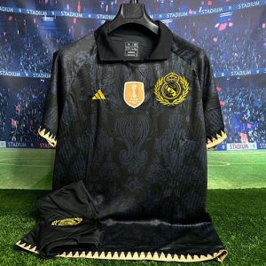 لباس کانسپت رئال مادرید مشکی نوار زرد هواداری 2024
